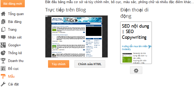 Tạo blogspot, tìm hiểu menu quản trị