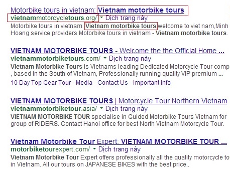 Kế hoạch SEO: Vietnam motorbike - motorcycle tours